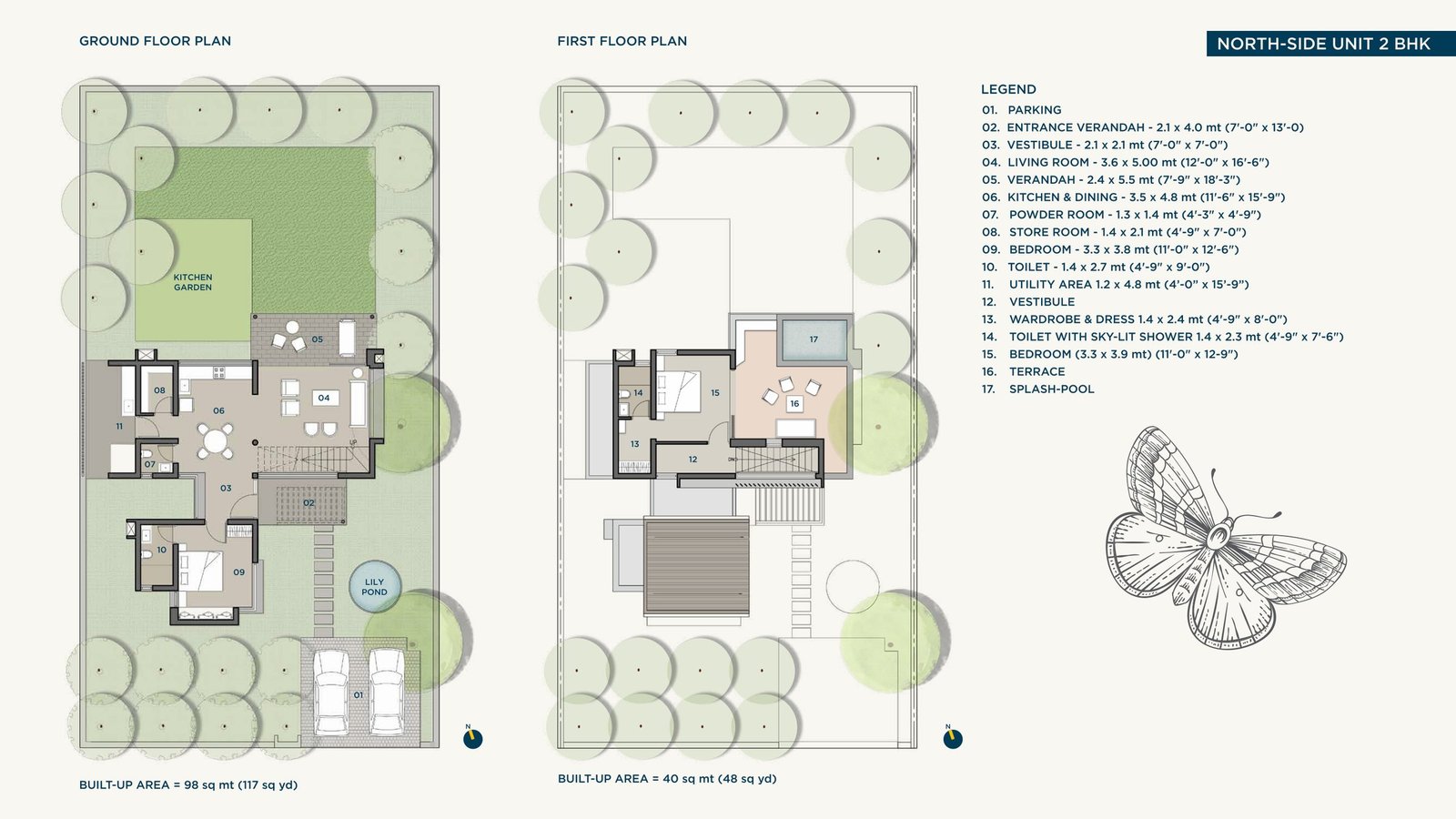 North-side 2 BHK floor plans